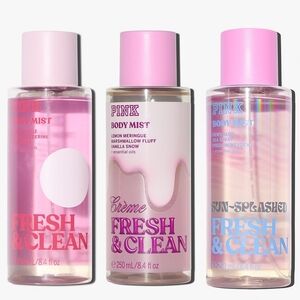PINK Victoria's Secret Fresh & Clean Body Mist Variety Set of 3 NEW